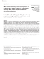How embedded is public involvement in mainstream health research in England a decade after policy implementation? A realist evaluation