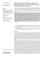 Raising strong, solid Koolunga: values and beliefs about early child development among Perth's Aboriginal community