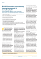 Australian researchers oppose funding from the Foundation for a Smoke-Free World