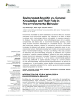 Environment-Specific vs. general knowledge and their role in Pro-environmental behavior