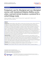 Postpartum care for Aboriginal and non-Aboriginal women with Gestational Diabetes Mellitus across urban, rural and remote locations: a protocol for a cohort linkage study