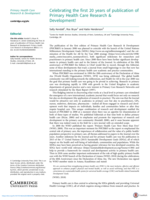 Celebrating the first 20 years of publication of Primary Health Care Research & Development