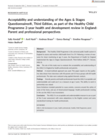 Acceptability and understanding of the Ages & Stages Questionnaires (R), Third Edition, as part of the Healthy Child Programme 2-year health and development review in England: Parent and professional perspectives