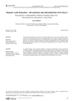 Primary Care Research – Influencing and Implementing Into Policy