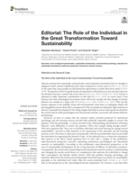 Editorial: The Role of the Individual in the Great Transformation Toward Sustainability