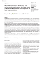 Mental deterioration of refugees and asylum seekers with uncertain legal status in Australia: Perceptions and responses of legal representatives