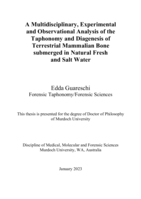 A multidisciplinary, experimental and observational analysis of the taphonomy and diagenesis of terrestrial mammalian bone submerged in natural fresh and salt water