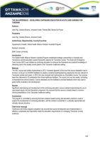 The WA experience – developing continuing education in acute care nursing for Tanzania.