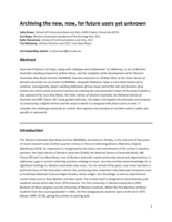 Archiving the new, now, for future users yet unknown