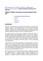 Digitods: Toddlers, Touch Screens and Australian Family Life