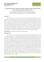 Factors influencing women's decision making power: Evidence from Bangladesh urban health survey data 