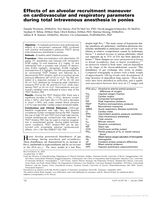 Effects of an alveolar recruitment maneuver on cardiovascular and respiratory parameters during total intravenous anesthesia in ponies