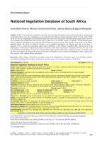 National Vegetation Database of South Africa