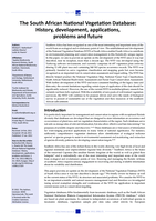 The South African National Vegetation Database: History, development, applications, problems and future
