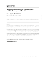 Geotourism Destinations – Visitor Impacts and Site Management Considerations
