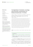 Corrigendum: Evolution, ecology, and zoonotic transmission of betacoronaviruses: a review