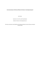 Crime script analysis of child sexual Offender life histories: A psychological approach