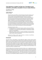 Time distortion in student YouTube use: The effects of use motivation, personality, and pattern of use on study efficiency