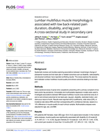Lumbar multifidus muscle morphology is associated with low back-related pain duration, disability, and leg pain: A cross-sectional study in secondary care