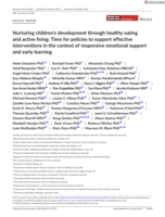 Nurturing children's development through healthy eating and active living: Time for policies to support effective interventions in the context of responsive emotional support and early learning