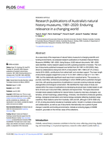 Research publications of Australia's natural history museums, 1981-2020: Enduring relevance in a changing world