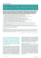 Increase in invasive group A streptococcal infections and emergence of novel, rapidly expanding sub-lineage of the virulent Streptococcus pyogenes M1 clone, Denmark, 2023