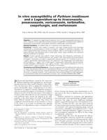 In vitro susceptibility of Pythium insidiosum and a Lagenidium sp to itraconazole, posaconazole, voriconazole, terbinafine, caspofungin, and mefenoxam