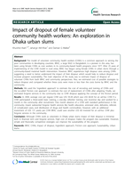 Impact of dropout of female volunteer community health workers: An exploration in Dhaka urban slums