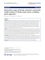 Reservation wage of female volunteer community health workers in Dhaka urban slums: a bidding game approach