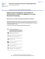 Experimental Investigation of the Effect of Ultrasound on Lixiviant Ion Migration in In-Situ Recovery Processing