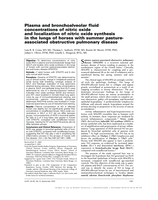 Plasma and bronchoalveolar fluid concentrations of nitric oxide and localization of nitric oxide synthesis in the lungs of horses with summer pastureassociated obstructive pulmonary disease