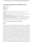 Investigating neurotrophin genetics and hippocampal volume