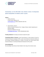 Commentary on the 2019 Safer Care Victoria review of chiropractic spinal manipulation of children under 12 years