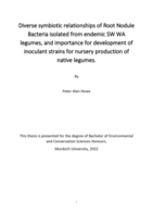 Diverse symbiotic relationships of Root Nodule Bacteria isolated from endemic SW WA legumes, and importance for development of inoculant strains for nursery production of native legumes