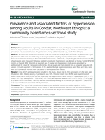 Prevalence and associated factors of hypertension among adults in Gondar, Northwest Ethiopia: a community based cross-sectional study