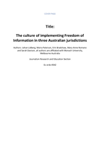 The culture of implementing Freedom of Information in three Australian jurisdictions