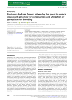 Professor Andreas Graner: driven by the quest to unlock crop plant genomes for conservation and utilization of germplasm for breeding