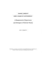 Audre Lorde's 'Very house of difference': A Reappraisal of Experience and Dialogue in Feminist Theory