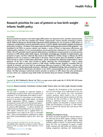 Research priorities for care of preterm or low birth weight infants: Health policy