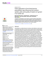 Foliar application of enriched banana pseudostem sap influences the nutrient uptake, yield, and quality of sweet corn grown in an acidic soil