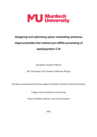 Designing and optimising splice modulating antisense oligonucleotides that redirect pre-mRNA processing of apolipoprotein C-III