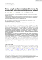 Finite sample and asymptotic distributions of a statistic for sufficient follow-up in cure models