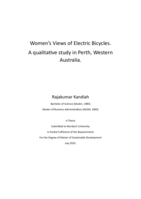 Women’s views of electric bicycles: A qualitative study in Perth, Western Australia