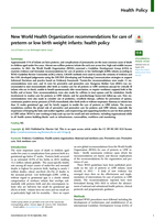 New World Health Organization recommendations for care of preterm or low birth weight infants: Health policy