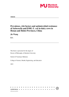 Prevalence, risk factors and antimicrobial resistance of Salmonella and ESBL E. coli in dairy cows in Henan and Hubei Provinces, China