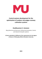 Control systems development for the optimization of outdoor microalgae raceway cultivation systems