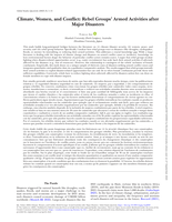 Climate, Women, and Conflict: Rebel Groups’ Armed Activities after Major Disasters