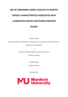 Use of unmanned aerial vehicles to identify topsoil characteristics associated with clandestine graves and buried weapon caches
