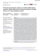 Hormonal and proteomic analyses of southern blight disease caused by Athelia rolfsii and root chitosan priming on Cannabis sativa in an in vitro hydroponic system
