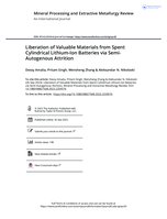 Liberation of valuable materials from spent cylindrical lithium-ion batteries via semi-autogenous attrition